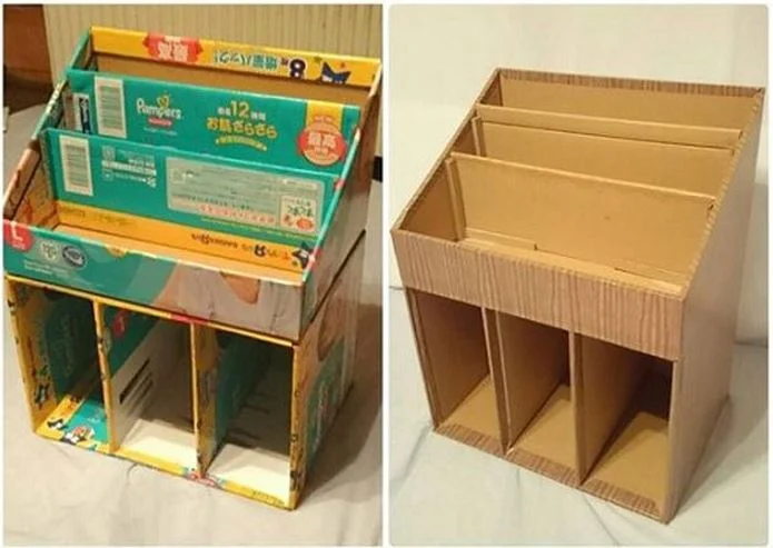 Cách làm kệ đựng sách 3 tầng bằng giấy carton 