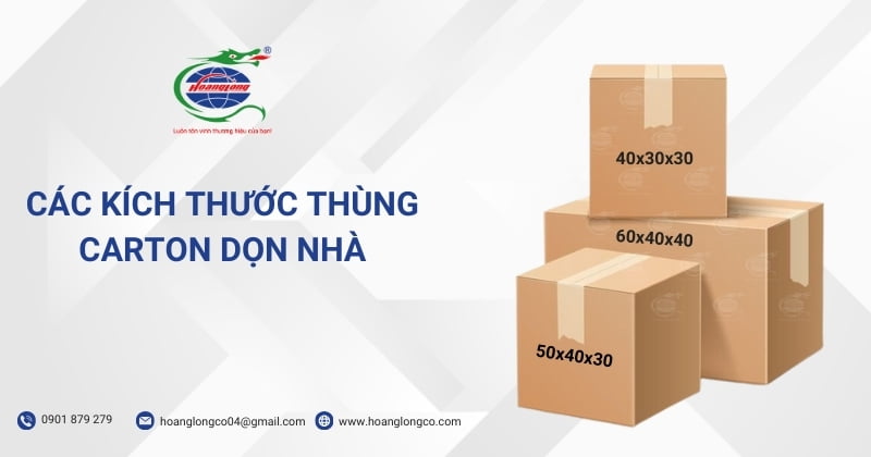 Các kích thước thùng carton dọn nhà