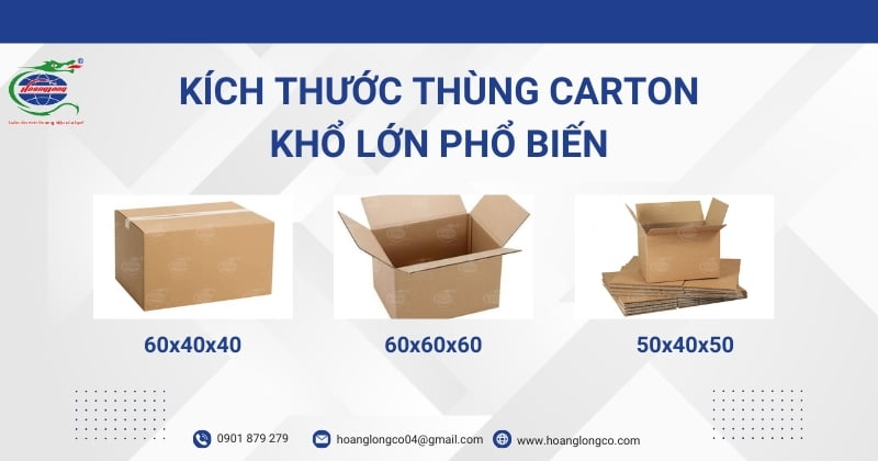 Kích thước thùng carton khổ lớn phổ biến