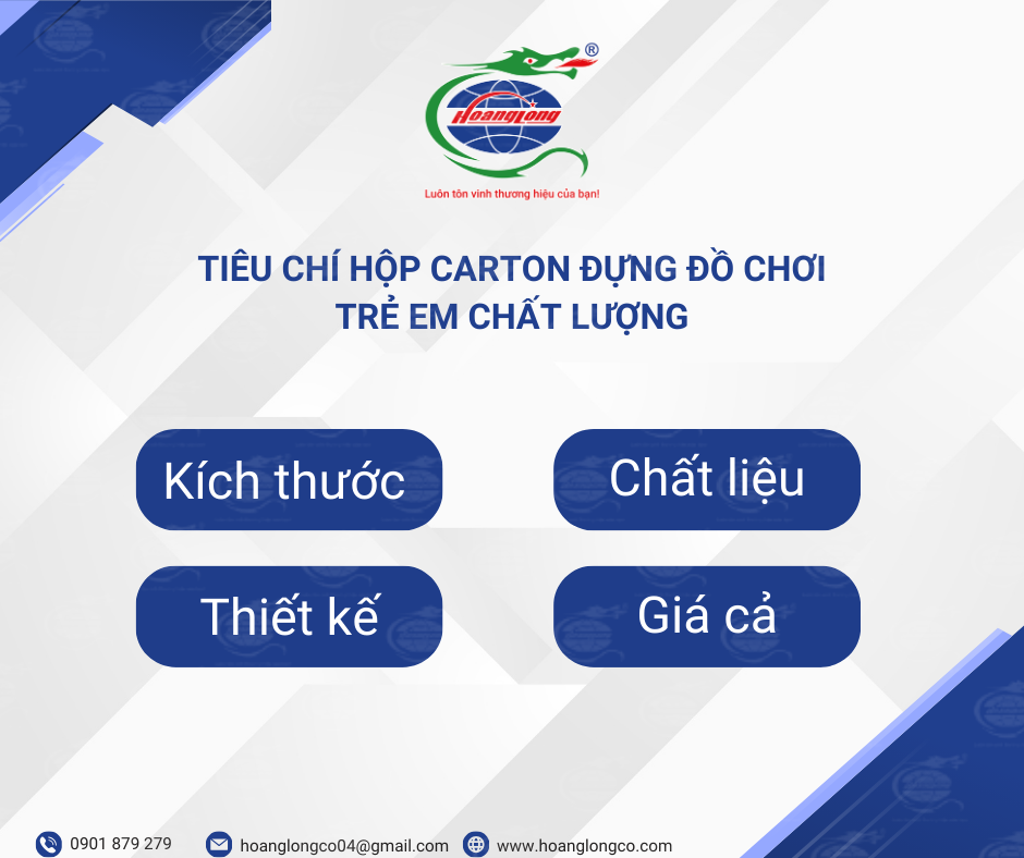 Tiêu chí hộp carton đựng đồ chơi trẻ em chất lượng