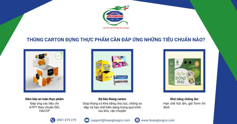 Thùng carton đựng thực phẩm cần đáp ứng những tiêu chuẩn nào
